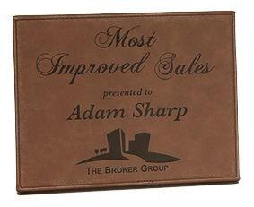 10-1/2" x 13" Engraved Dark Brown Leatherette Plaque 1