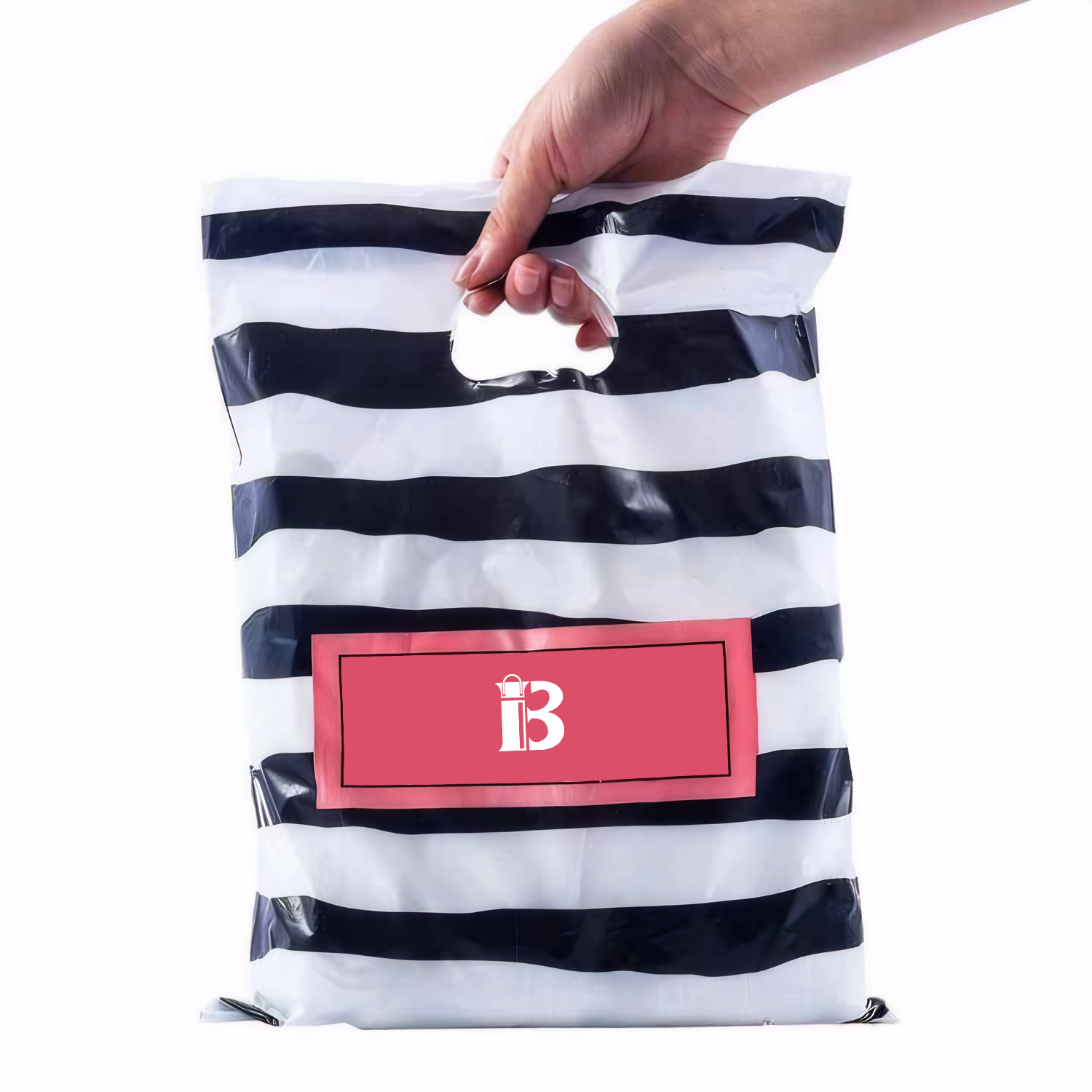 Striped PE Shopping Bag w/ Handle 2