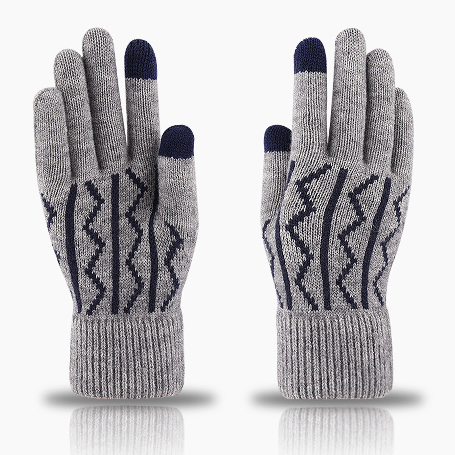 Winter Jacquard Knit Touchscreen Gloves 6