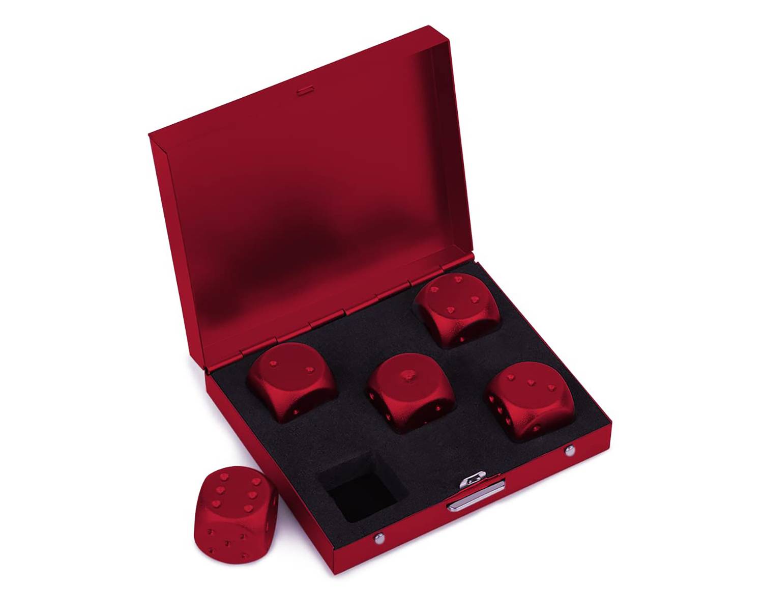 5Pcs Aluminum Alloy Dice w/ Square Case 5