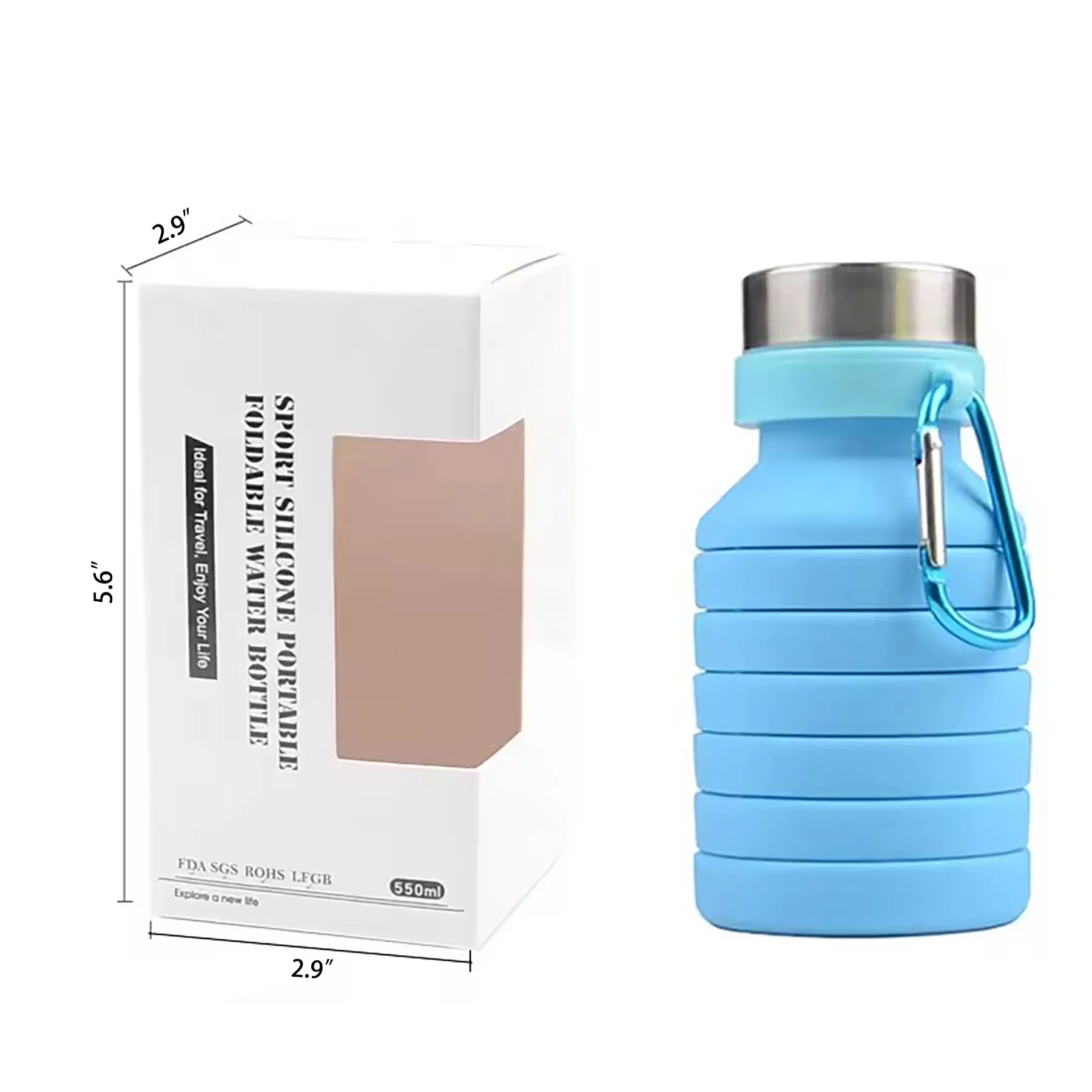 19.3 Oz Foldable Silicone Water Bottle 6