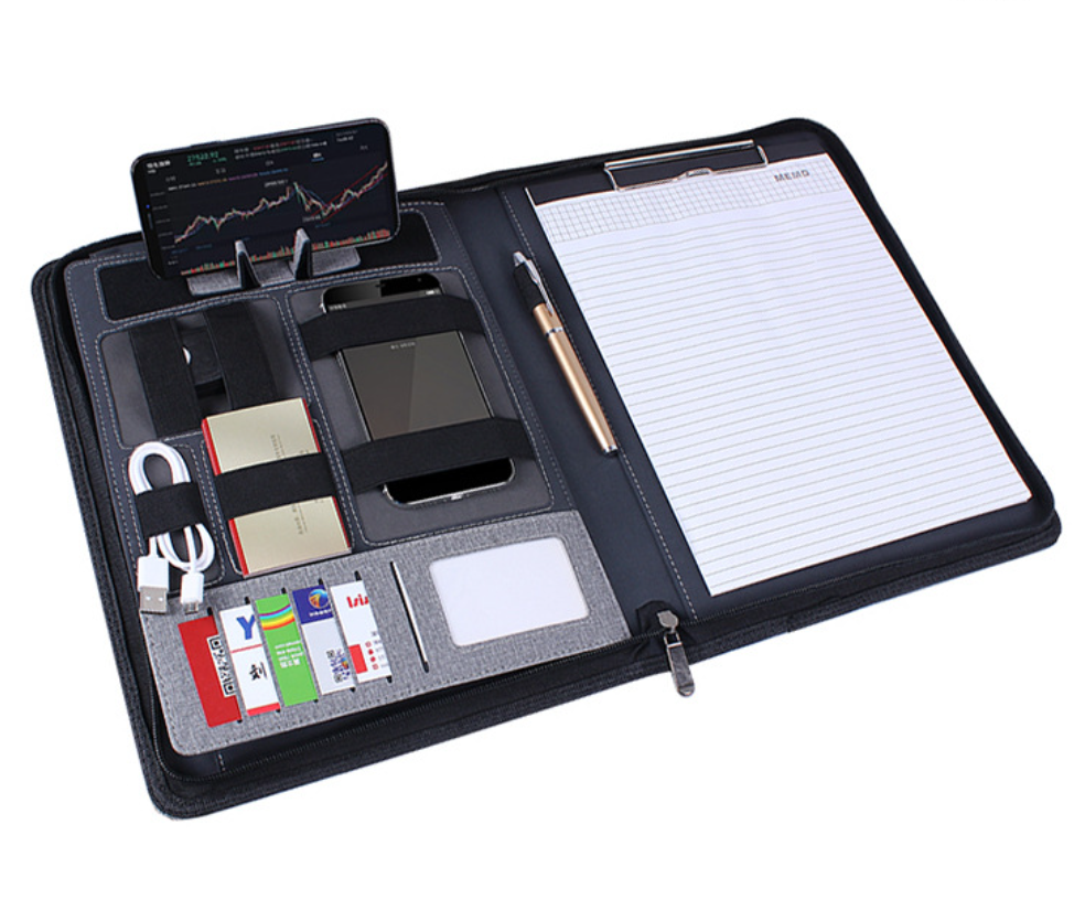 A4 PU Leather padfolio with Power Bank 3