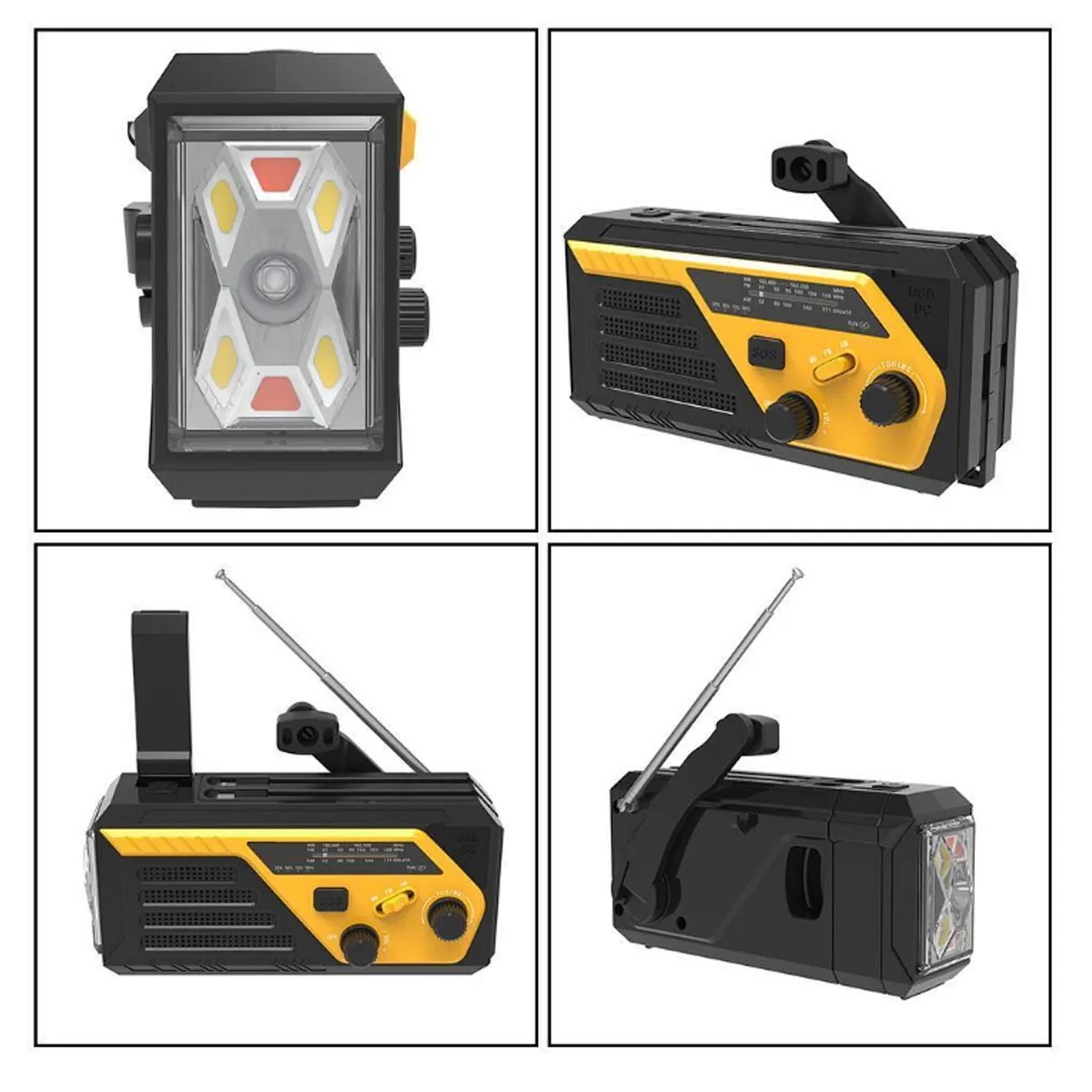 6000mAh Battery Powered SOS Alarm Emergency Hand Crank Radio 4