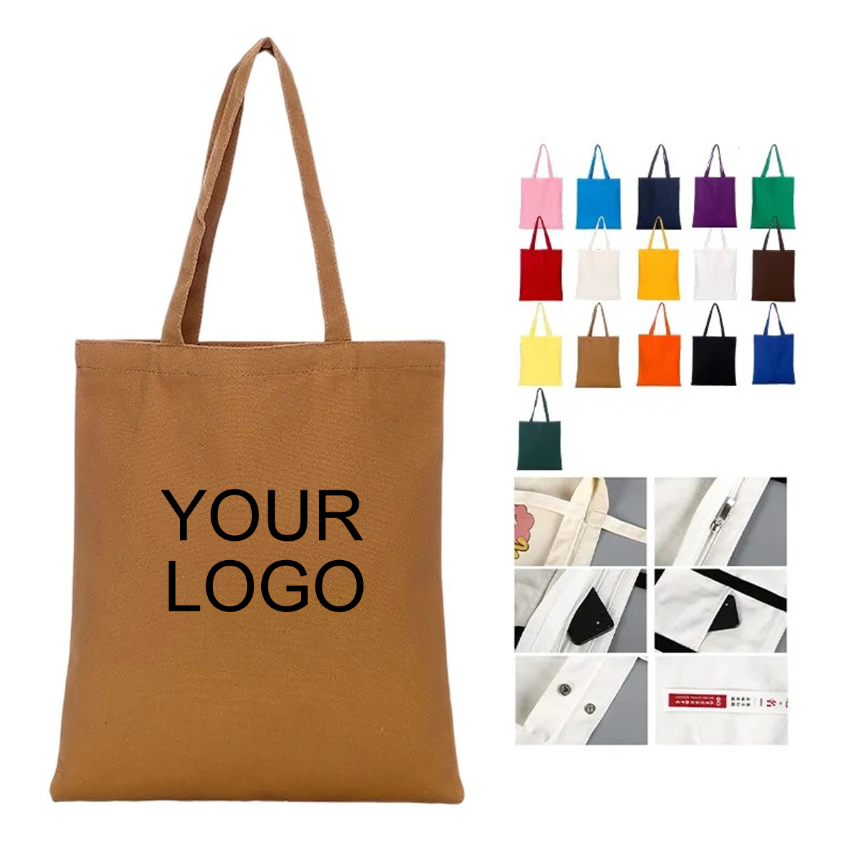 10oz Polyester Cotton Tote Bag 16.54" x 13.78" with Lock Stitching 17