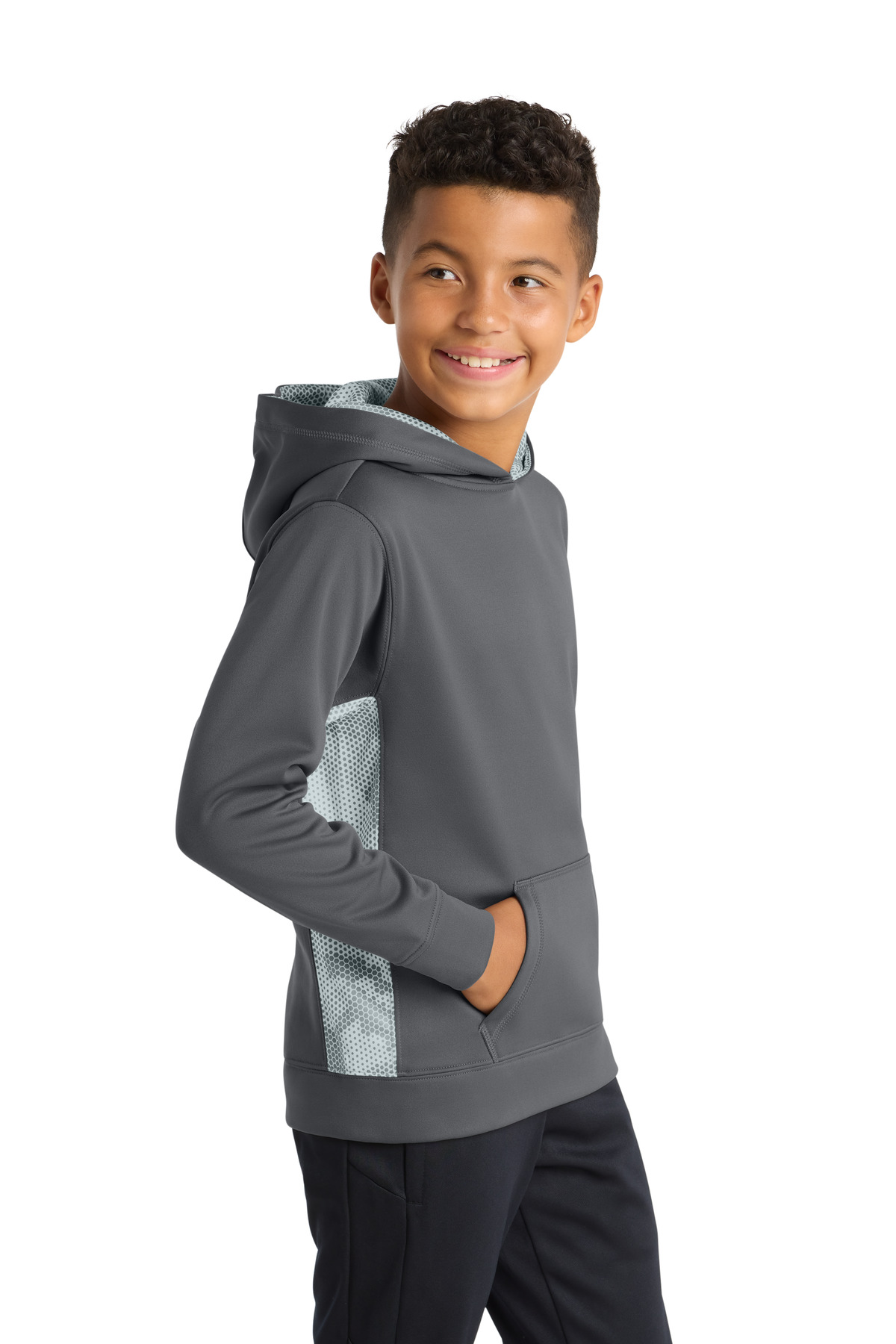 Sport-Tek Youth Sport-Wick CamoHex Fleece Colorblock Hooded Pullover. YST239 27