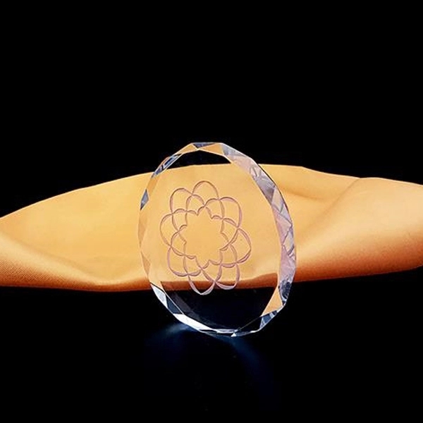 Round Faceted Crystal Paperweight 3