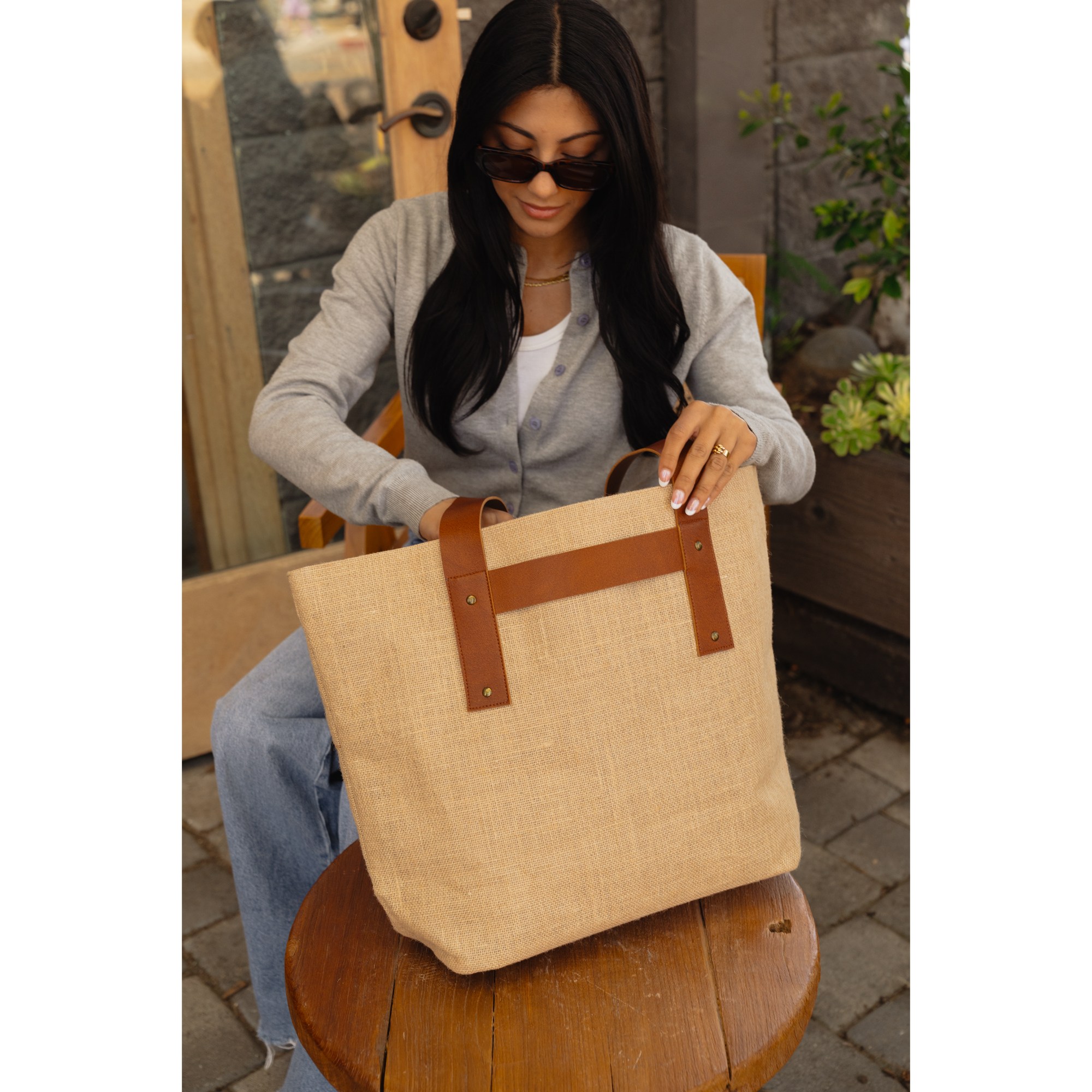 Out of the Woods® Jute T-Strap Tote, custom tote bag with logo imprint 7