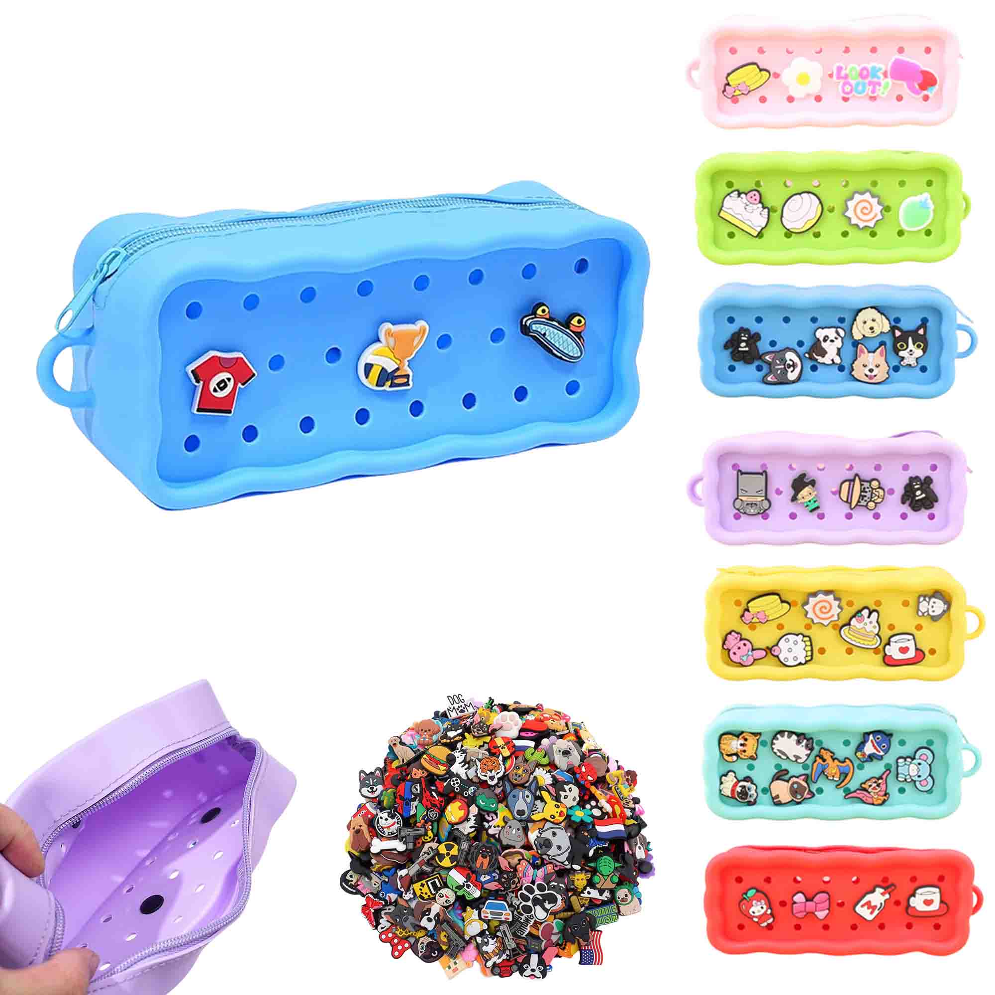Silicone Waterproof Charms Pencil Bags Makeup Brush Holder 1