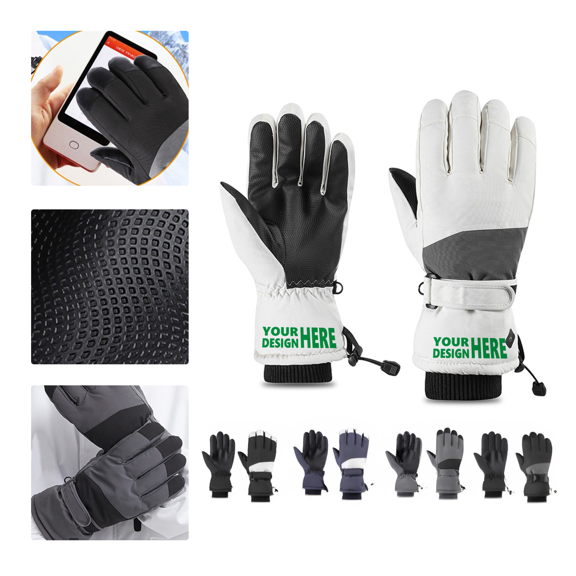 MOQ 50 Waterproof Thermal Ski Gloves 2