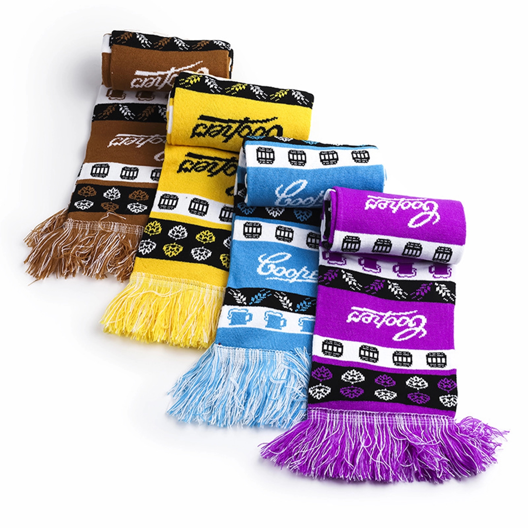 Two-Tone Knit Scarf With Fringe 2