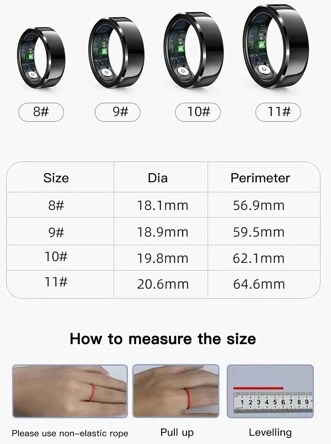 Smart Fitness Ring Health Monitor Heart Rate Sleep Tracking 7
