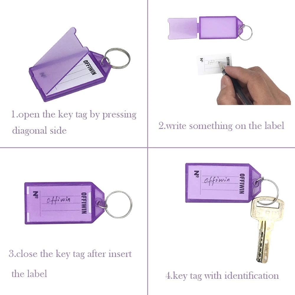 Plastic Key Tags with Split Ring Label Window 3