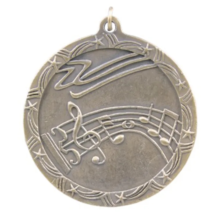 2 1/2" Antique Finish Shooting Star Medal-Music 2