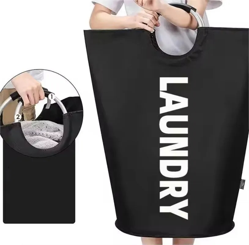 90L Large Laundry Basket Waterproof Clothes Bin Collapsible 1