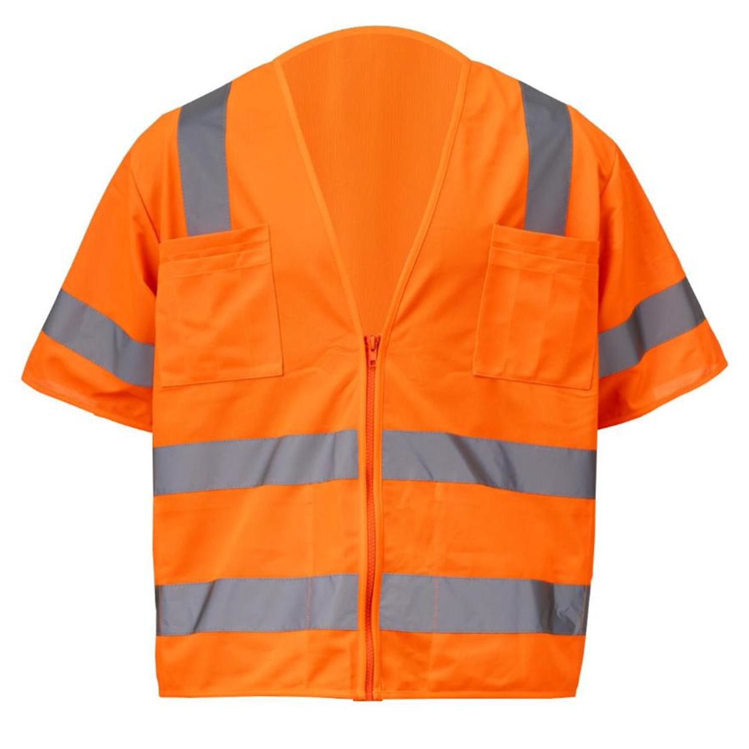 3.8oz. Knitted Class 3 Double Band Reflective Tape Safety Vest With 2 Pockets 2