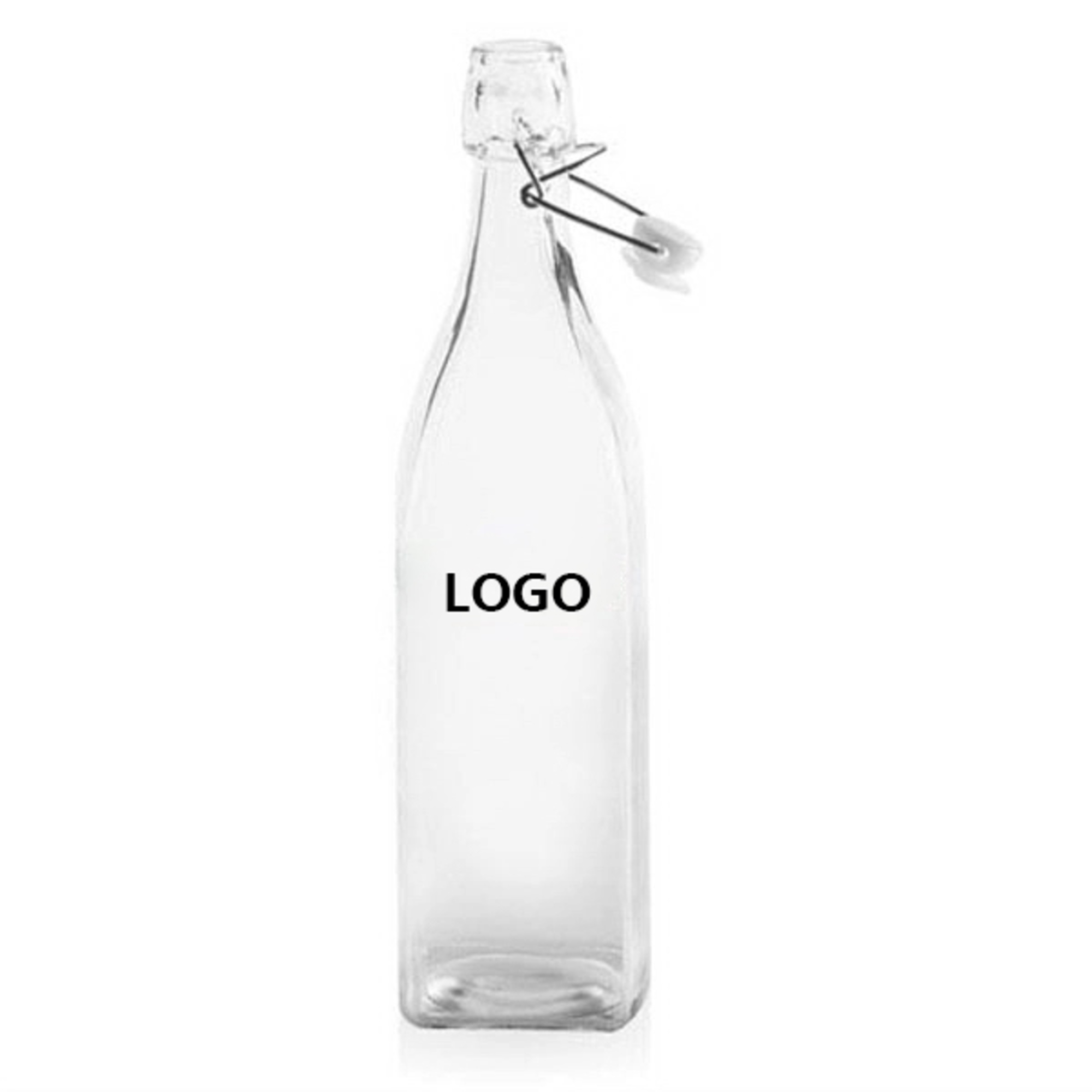 34oz Wire Lid Clear Glass Water Bottles 1
