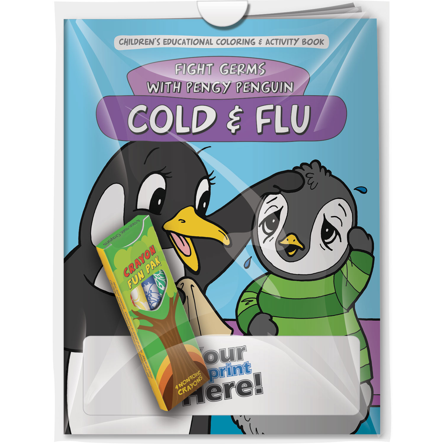 Combo Pack - CB1076 Coloring Book & 4-Pack of Crayons (Imprinted) in a Poly Bag 2