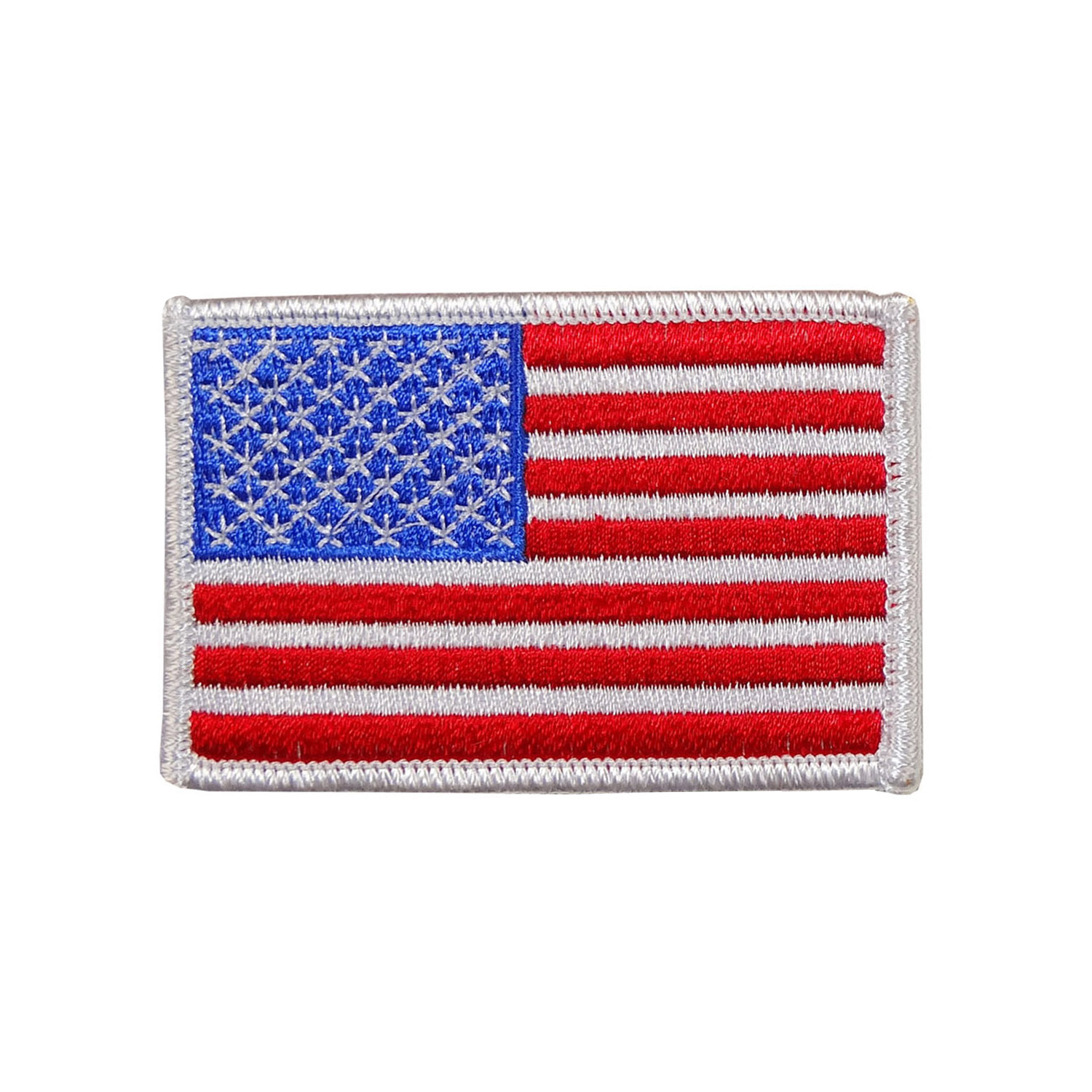 USA - American Flag Embroidered Patch - White Border - 2" x 3" - EAF-2-White