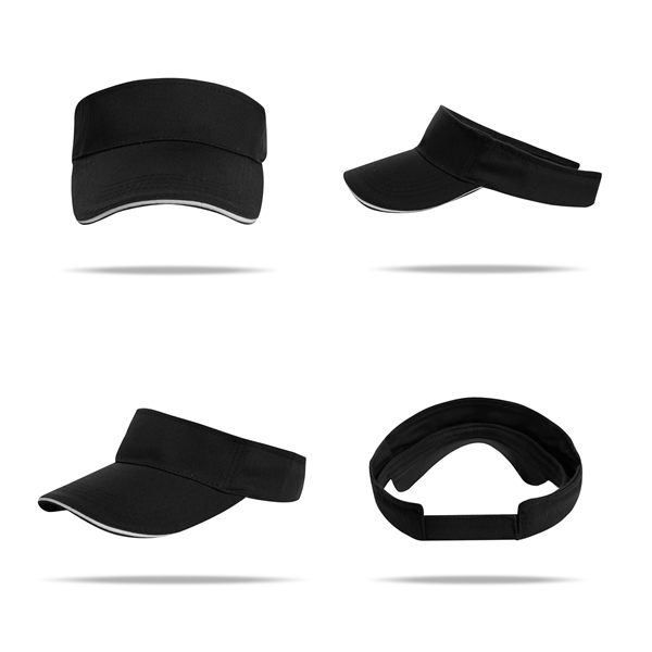 Stock Solid Color Poly Cotton Visor, Hook-And-Loop Fastener 9