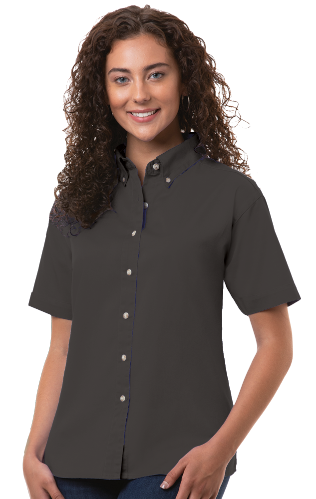Ladies' Short-Sleeve 100% Cotton Twill Shirt 17
