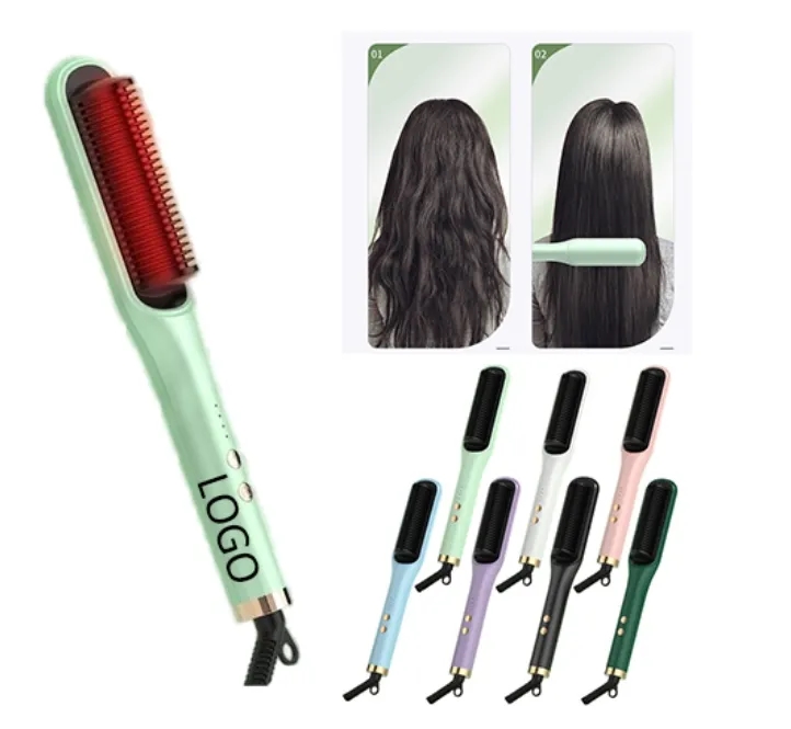 Ionic Hair Straightener Brush Adjustable Heat for Frizz Free Smooth Shiny Hair 5