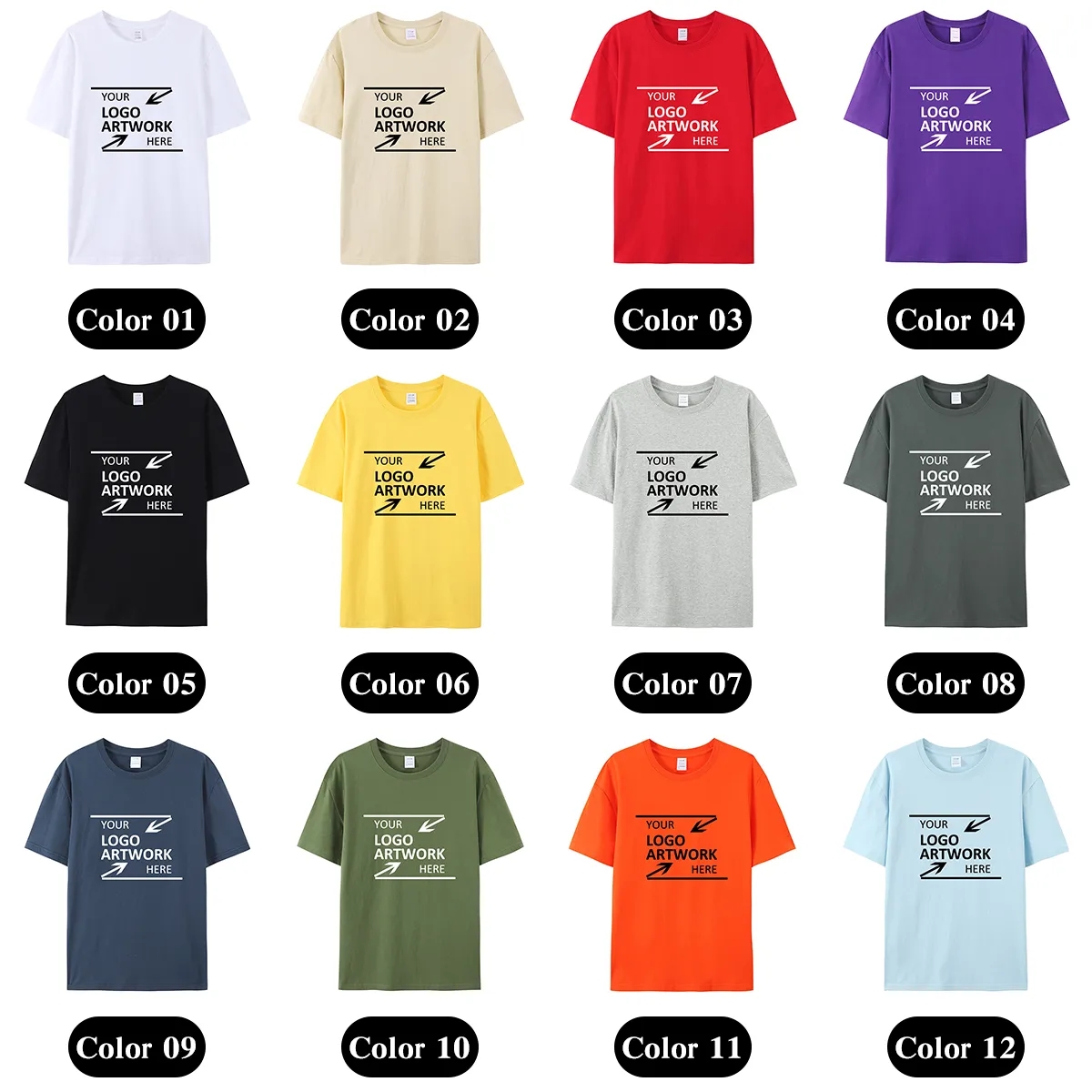 Custom 180g Cotton Tshirts Wholesale Bulk Blank Mens Tee For Printing 2