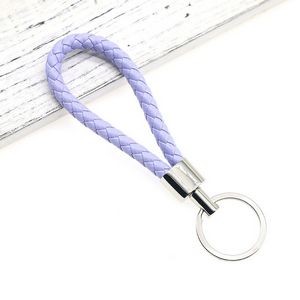 Chic Weaved PU Leather Keychain With Golden Buckle 36