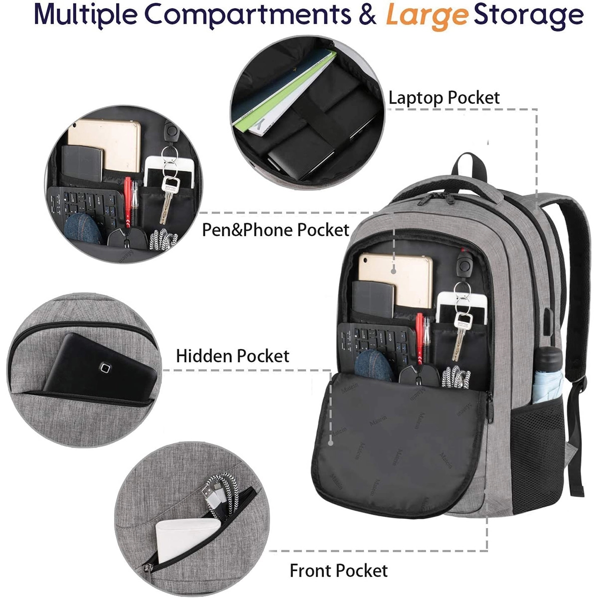 17 Inch Large Business Travel Laptop Backpack 9
