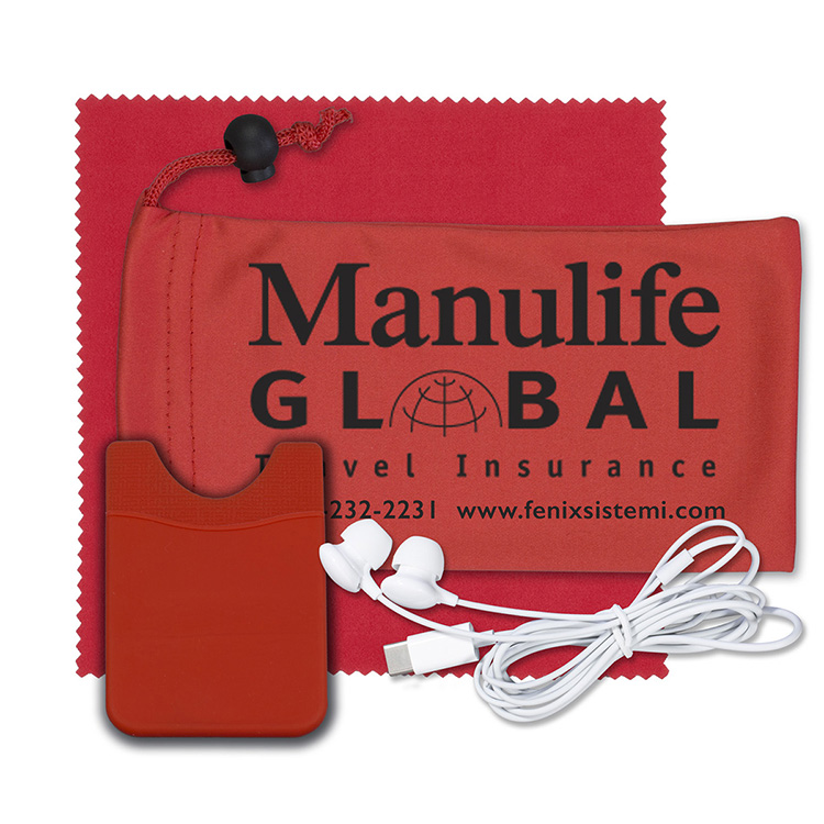 "Tuneboom Lux " Mobile Tech Earbud Kit with Microfiber Cloth, 6