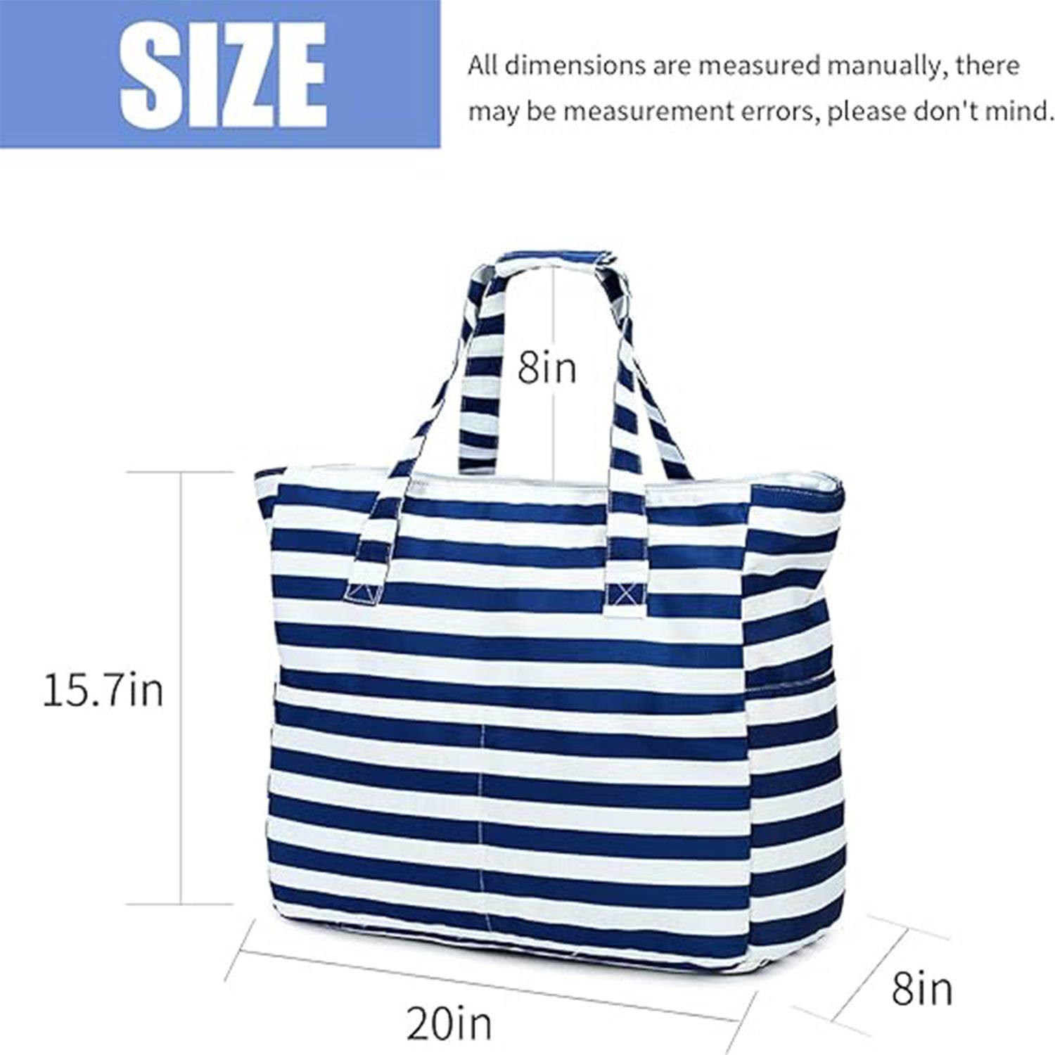 Sandproof Zipper Beach Tote Bag for Pool Gym Grocery Travel 4