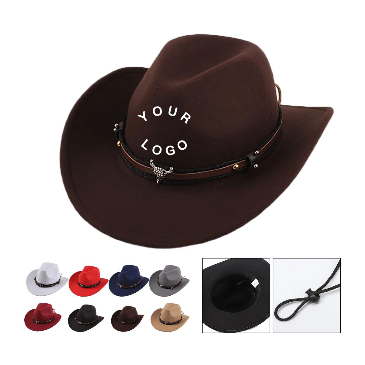 Durable Felt Cowboy Hat Polyester for Outdoor Wear 3