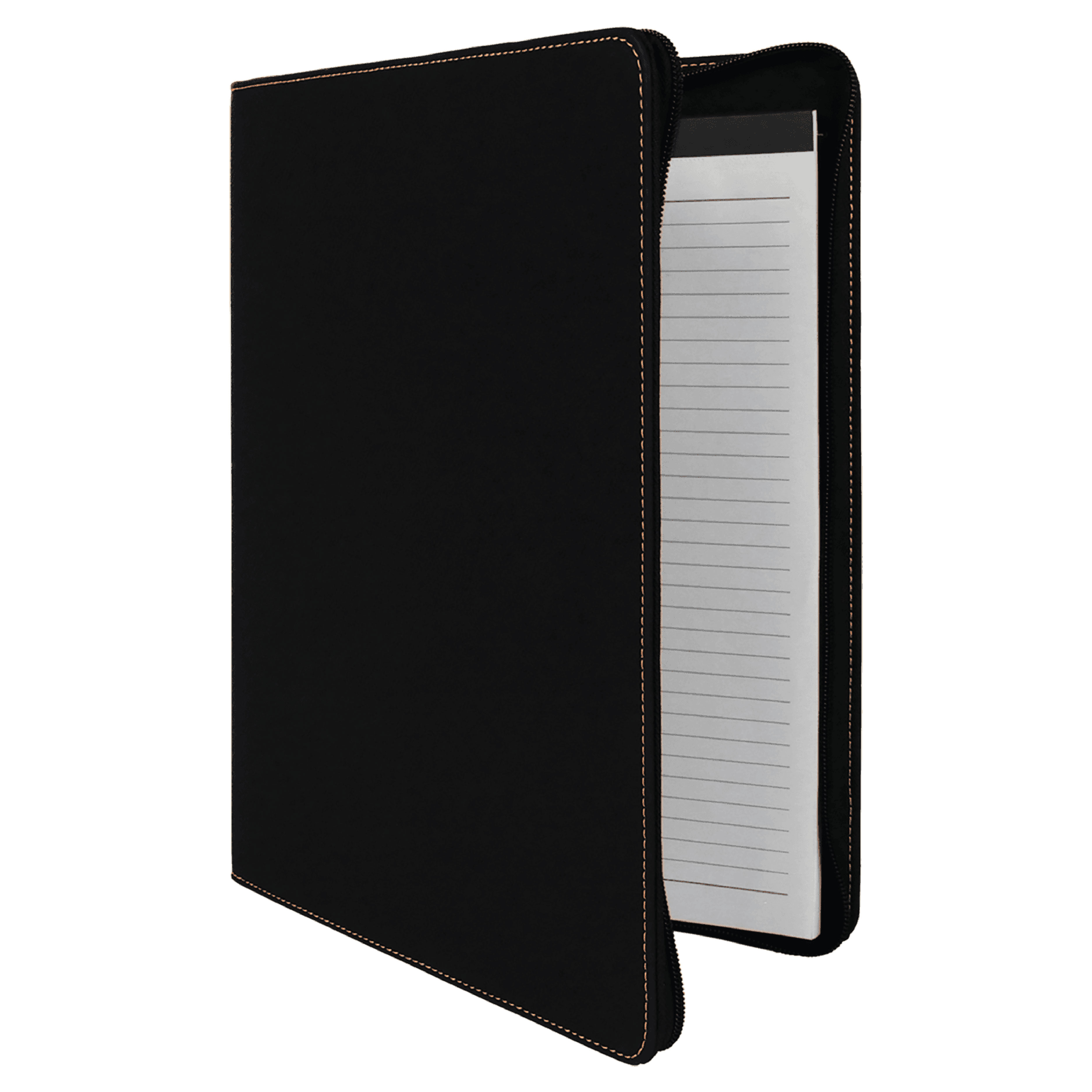 9" x 12" Leatherette Black/Gold Portfolio with Zipper 12