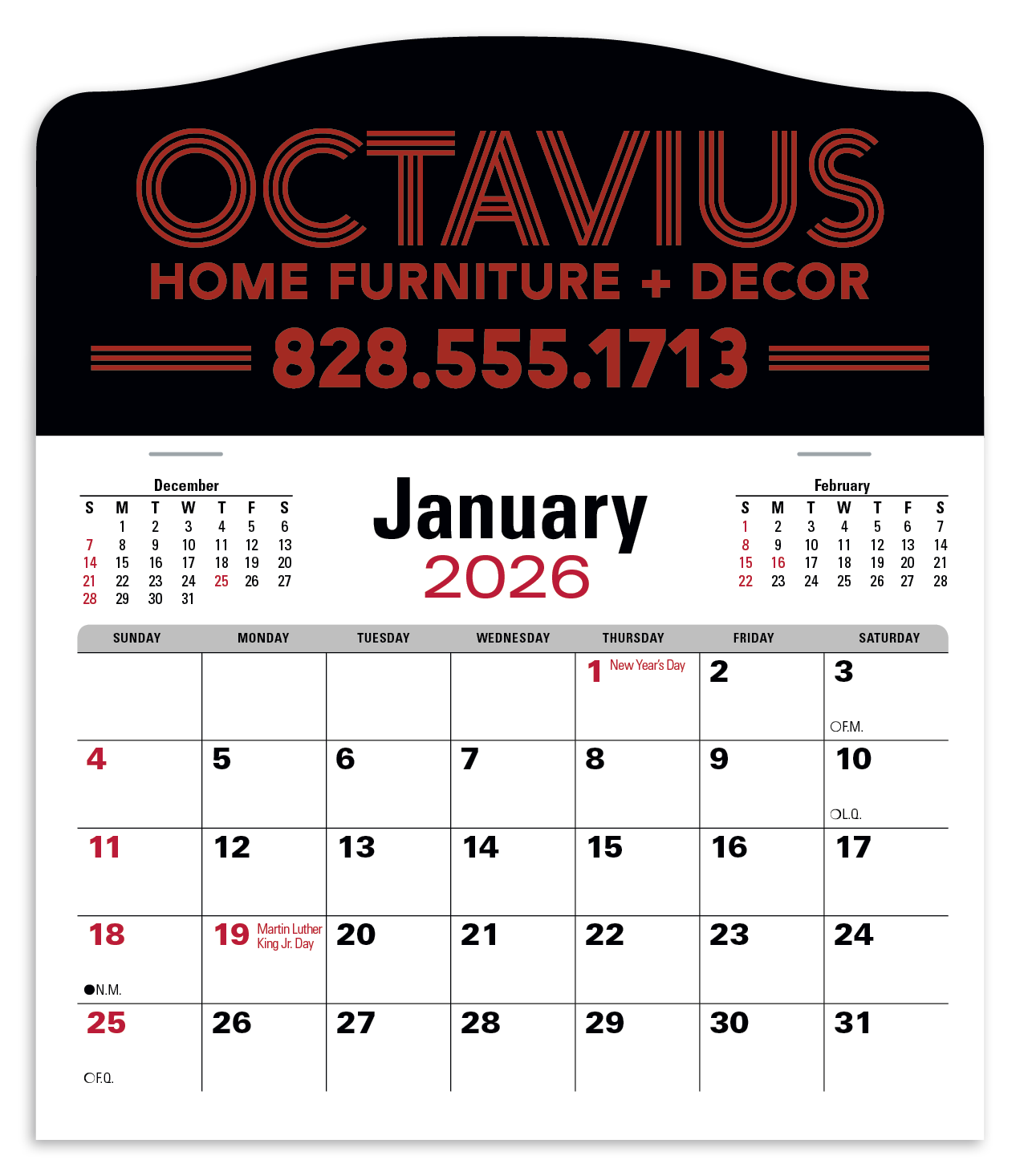Triumph® Calendars Press-N-Stick Jumbo Header with 3-Month Calendar 7