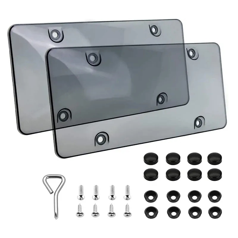 2 Pack Unbreakable License Plate Tinted Covers Shields 3