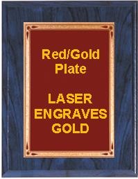 7" x 9" Blue Woodgrain Plaque with a Red Teardrop Plate 2