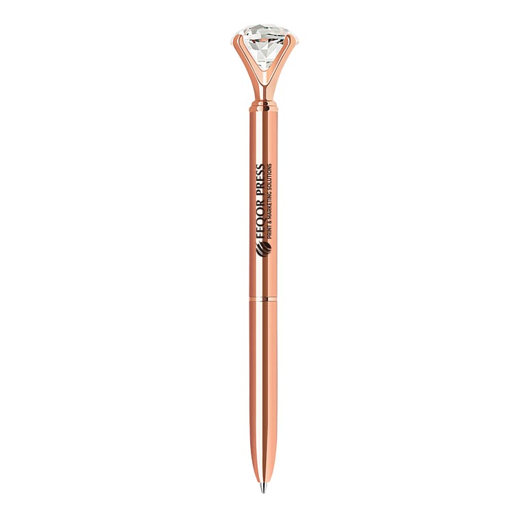 Diamond crystal rose gold color twist action metal ballpoint pen 3