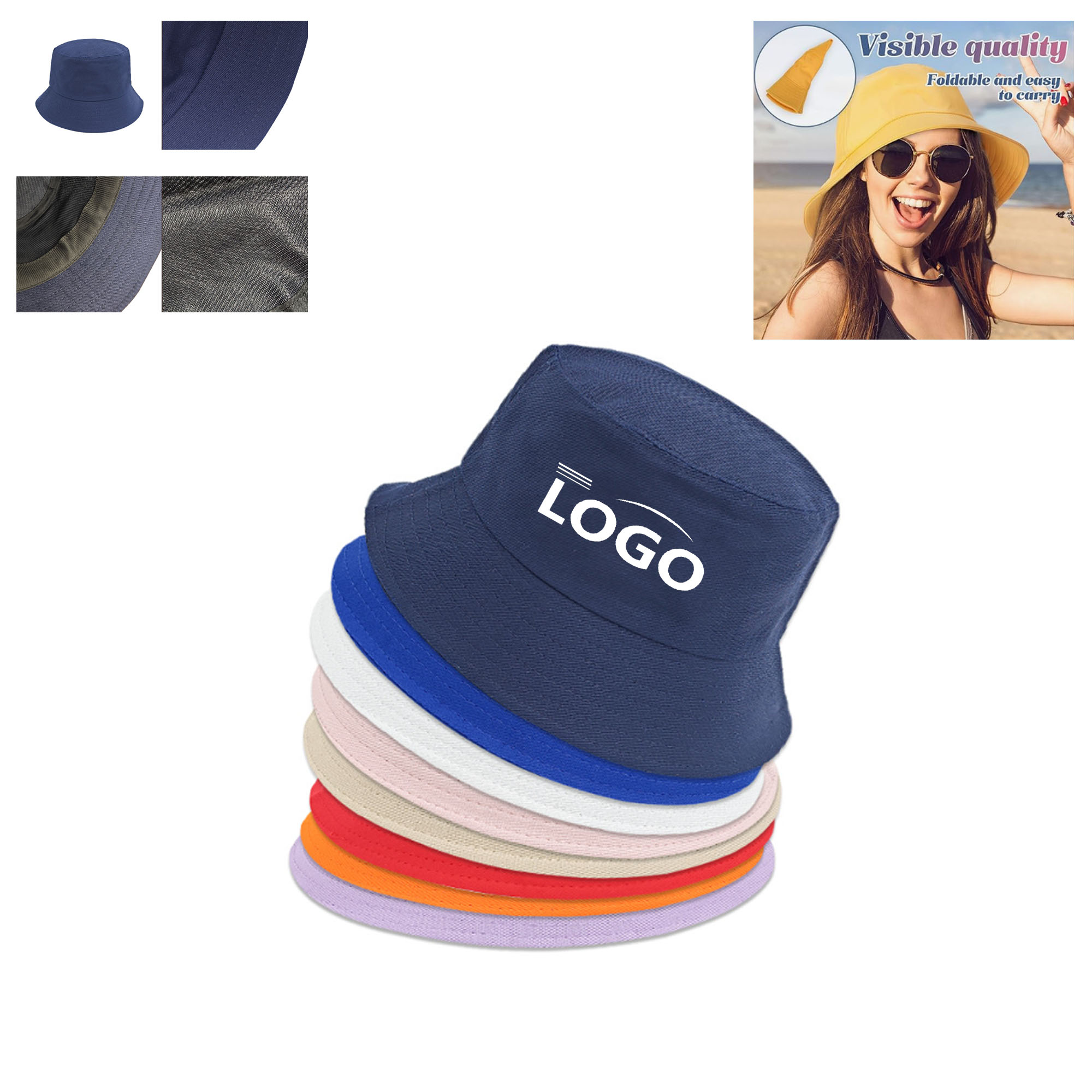 Full Color Imprint Pure Cotton Bucket Hat Sun Hat 4