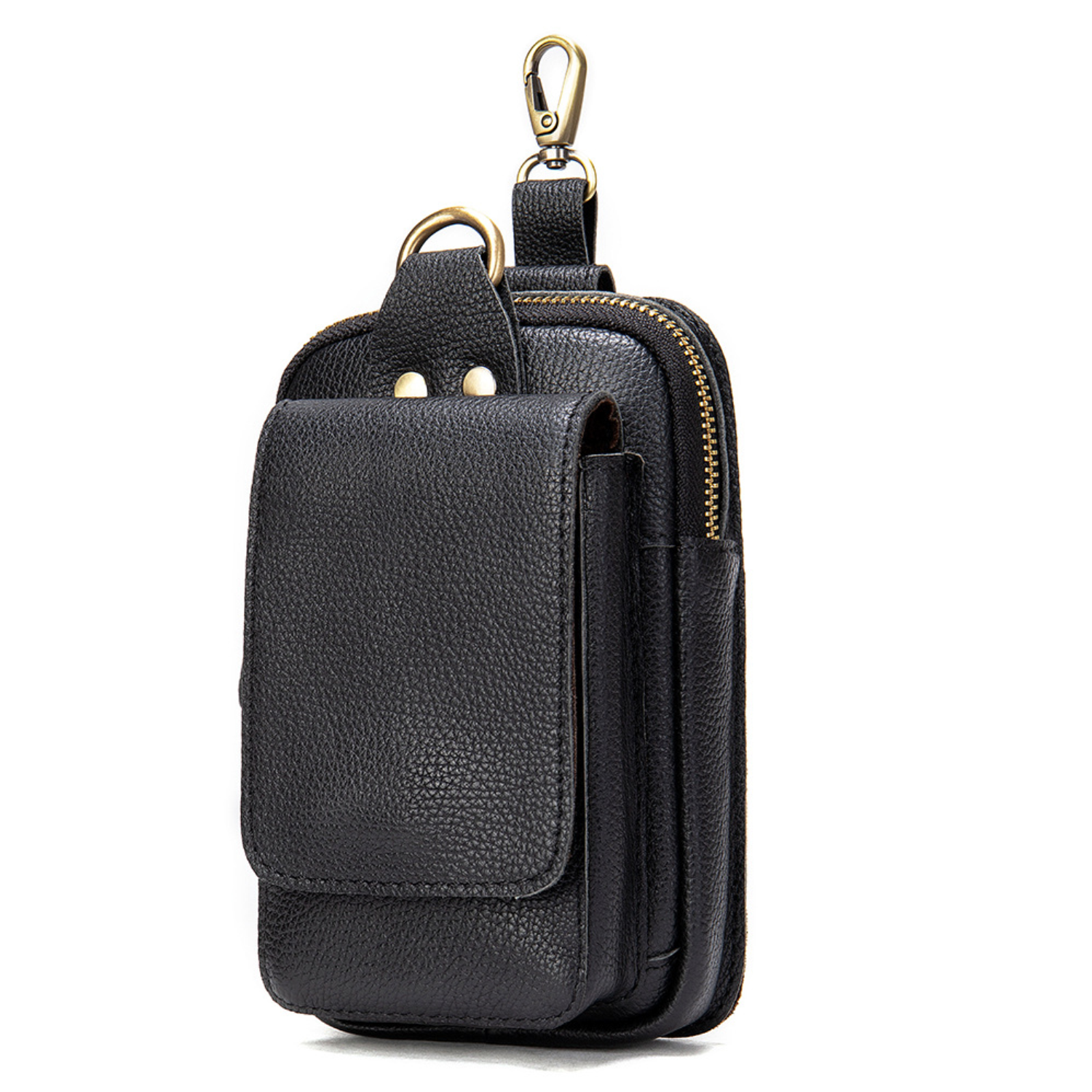 Mens Genuine Leather Mobile Phone Waist Bag 3