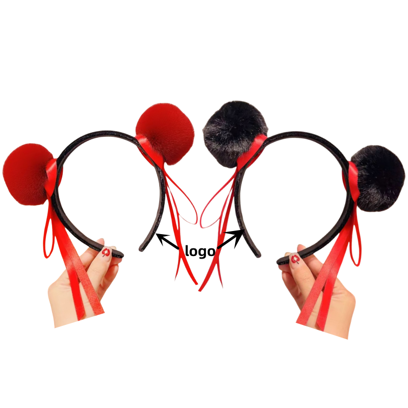 Festive Nezha Headbands for Trade Shows & Cosplay - Red/Black Options, Logo Customization 2