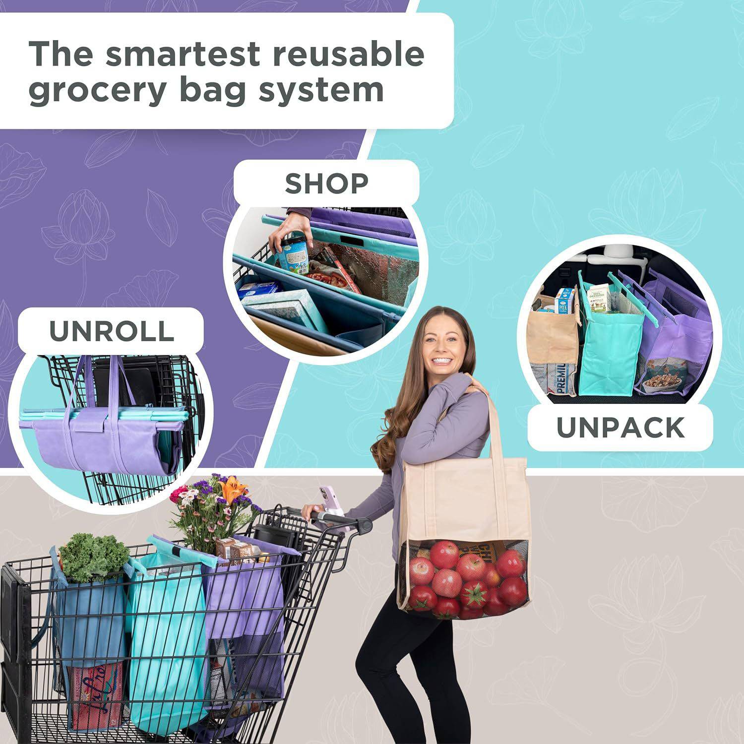 4 Pack Reusable Non-Woven Grocery Shopping Bags 5