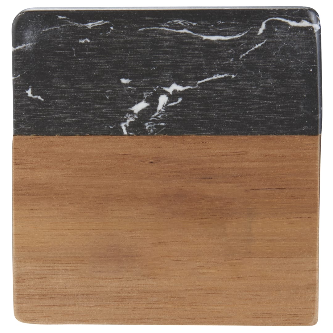 Black Marble and Wood Coaster Set 39
