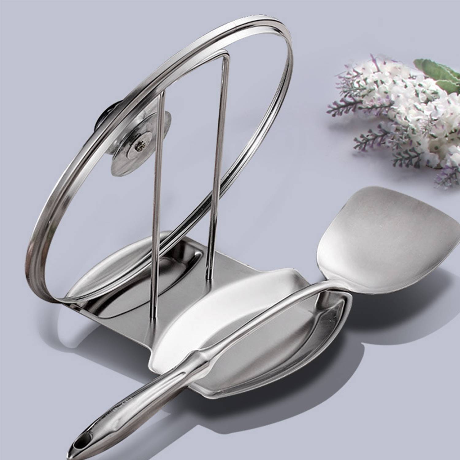 Stainless Steel Kitchen Lid and Spoon Rest Organizer 6