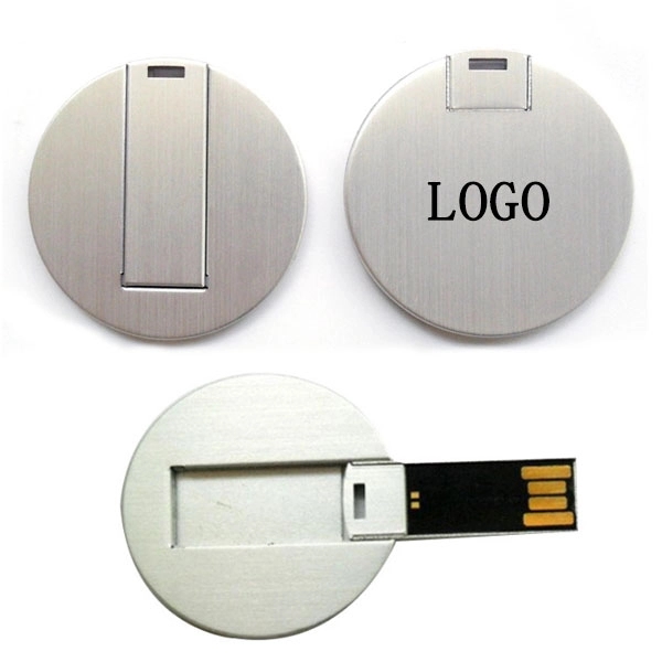 Round Metal Card Flip USB Flash Drive 3