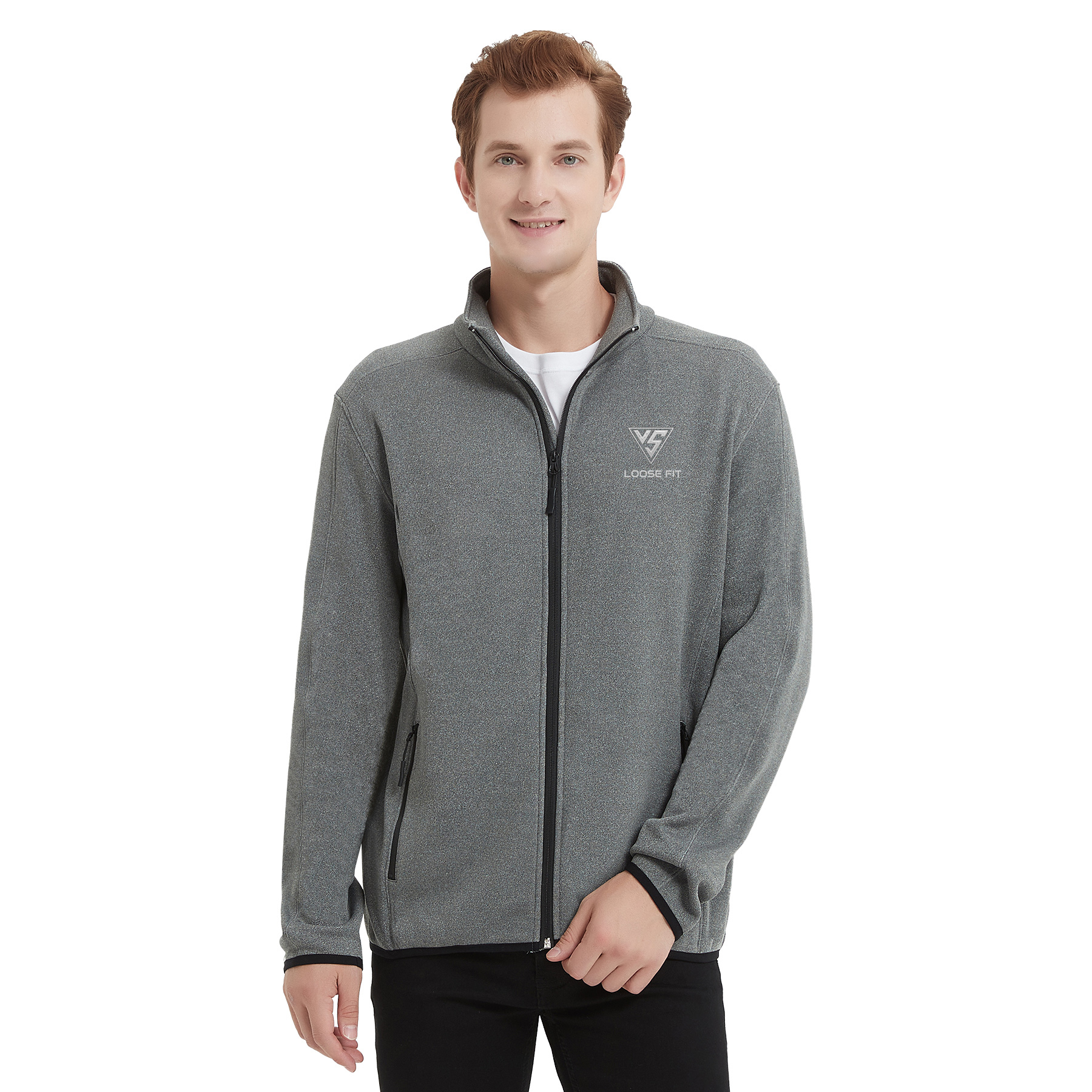 Men's Heathered Sweater Full-Zip Fleece Jacket 9