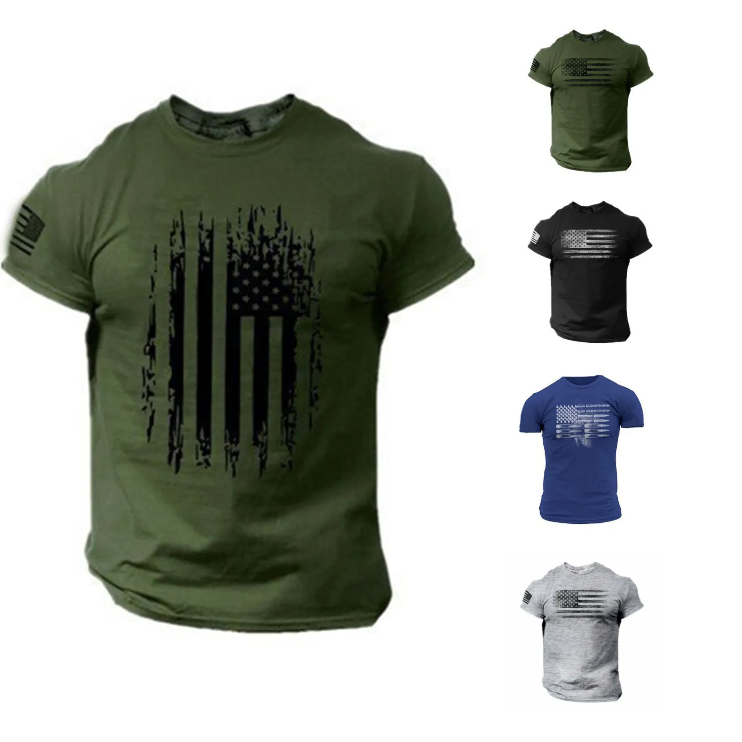 3D Digital Printed Polyester American Flag T-shirt 2