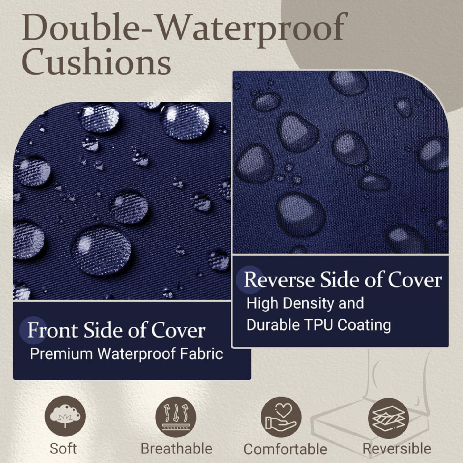 Outdoor Waterproof Memory Foam Cushion & Back Pillow 4