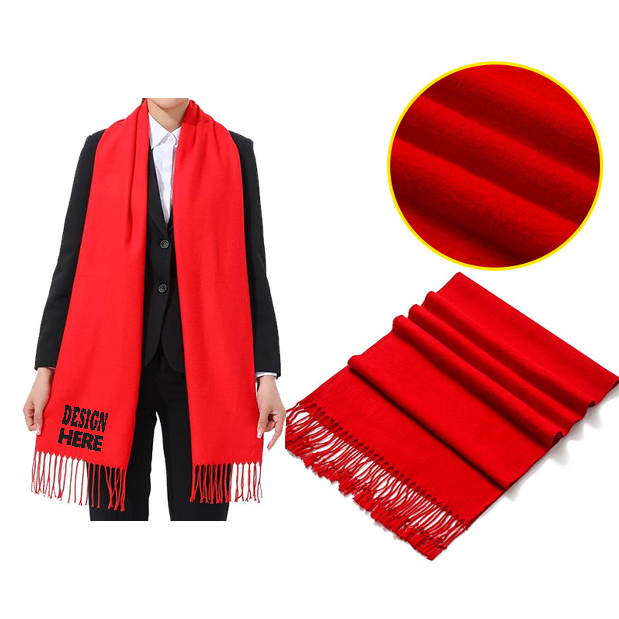 Warm Knitted Woven Scarf With Tassel 2