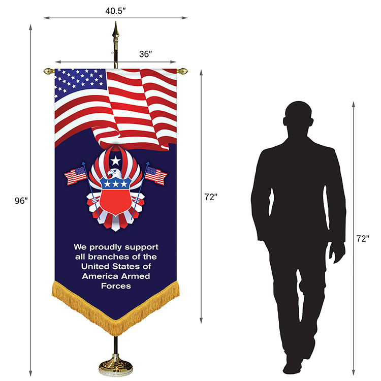 36" x 72" Premium Gonfalon 8' Kit / V-Cut / Fringe 4