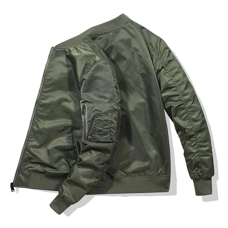 Men's Satin Jacket Black Zip-up Rib Collar Winter Style 5