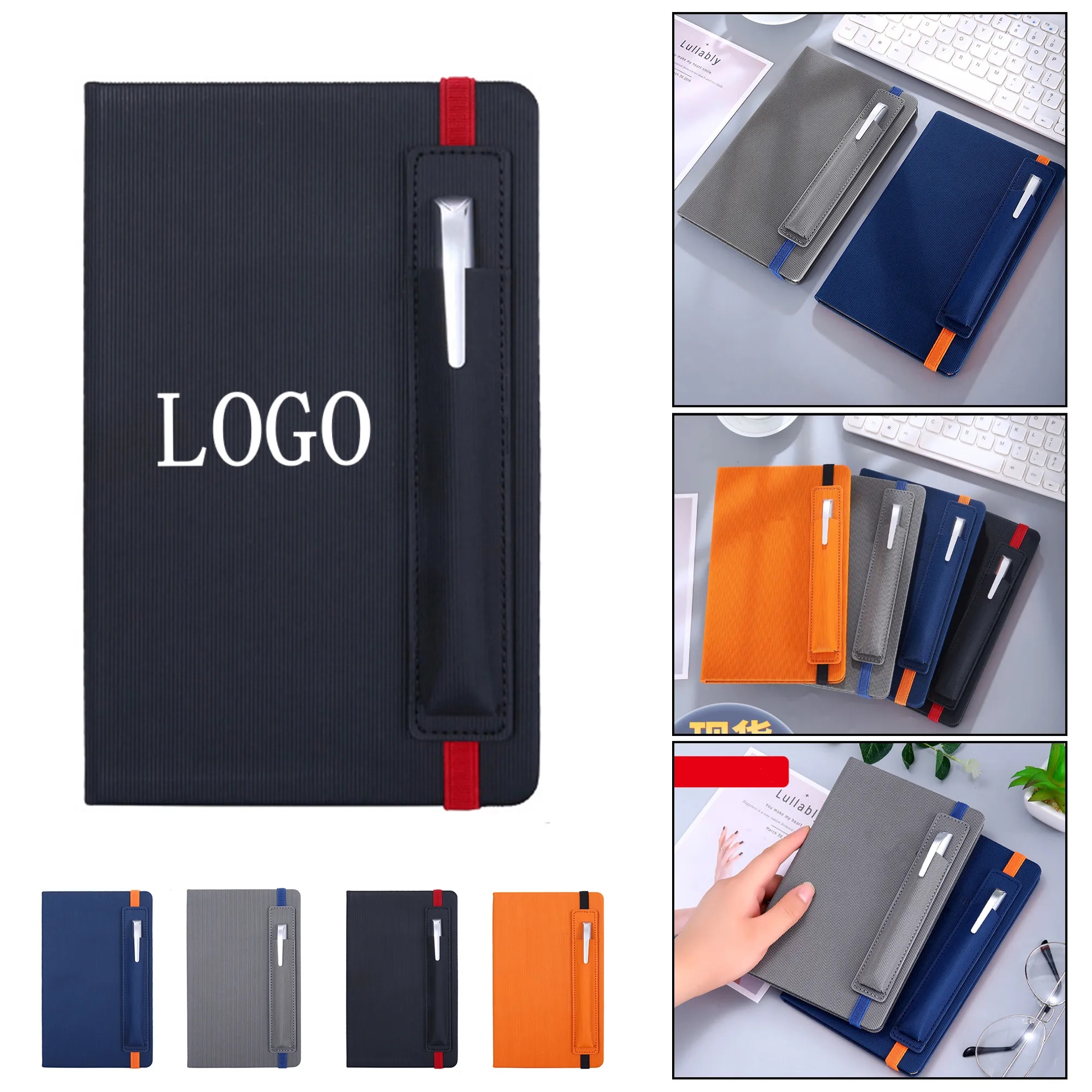 A5 Leather Notebook with Pen Slot and Elastic Band 3